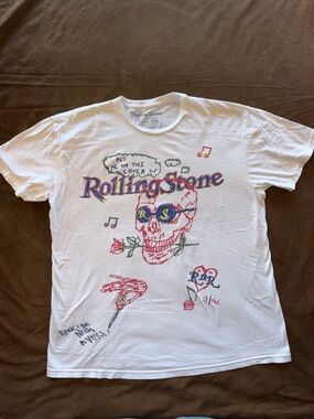 the Rolling Stones White Graphic Skull & Rose Short Sleeve Tee